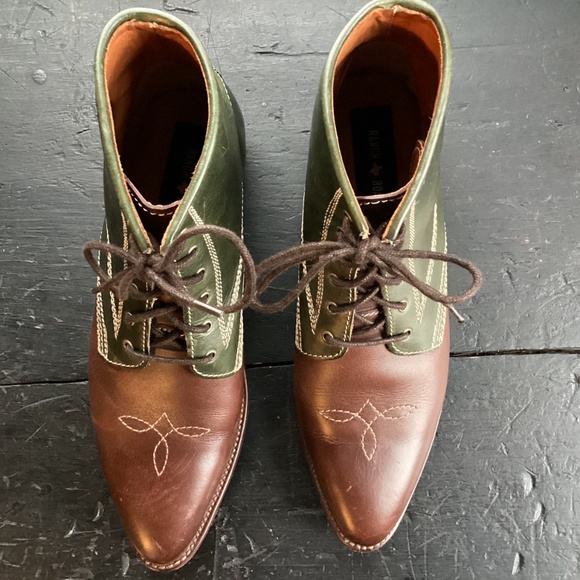 LEATHER PACKER BOOTS Green Brown Women’s 9.5 - SPAIN - Picture 3 of 5